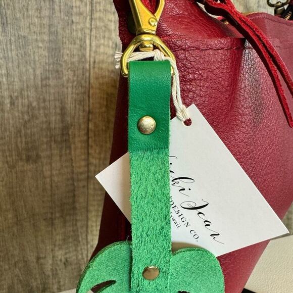 Monstera Leather Bag Charm Leather Purse Keychain NEW FAST SHIP - Picture 6 of 6